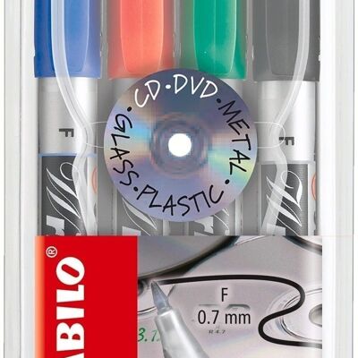 Markers - Pouch x 4 STABILO Write-4-all 0.7 mm - black + blue + red + green