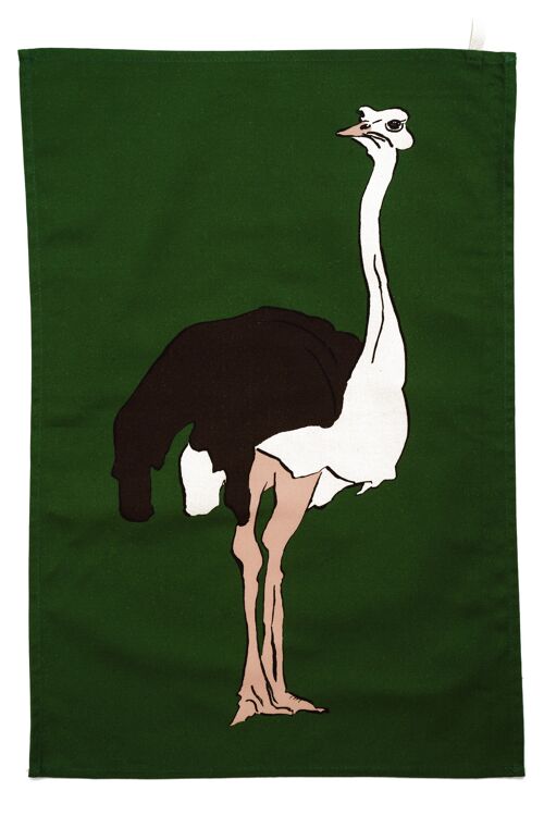 Colour Tea Towels - Green Ostrich