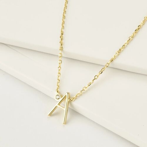 Gold Plated Sterling Silver "A" initial pendant necklace