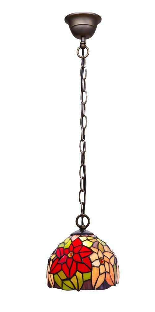 Colgante de techo menor diámetro 20cm  con cadena Tiffany Serie Güell LG223199