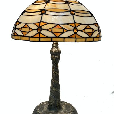 Lampada da tavolo Base Tiffany con mosaico Serie Avorio D-40cm LG225351