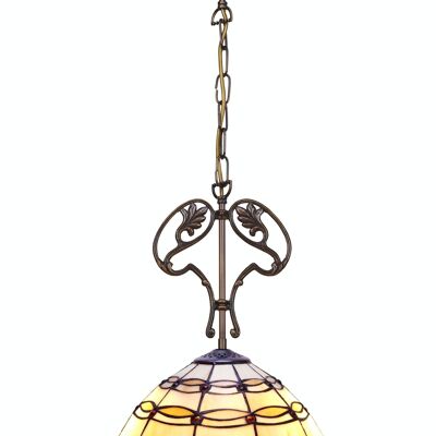 Medium ceiling pendant diameter 30cm with chain and cast Tiffany Ivory Series ornament LG225466