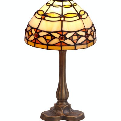 Lampe à poser Tiffany base trèfle Ivoire Série D-20cm LG225870