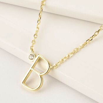 Collier pendentif initiale "B" en argent sterling plaqué or