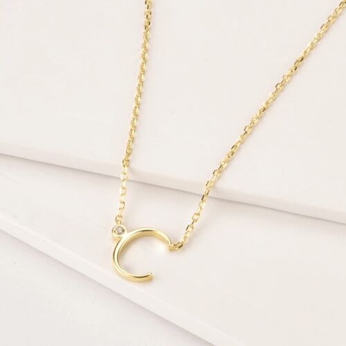 Gold Plated Sterling Silver "C" initial pendant necklace