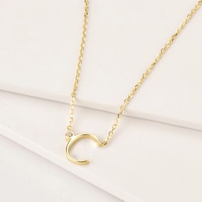 Gold Plated Sterling Silver "C" initial pendant necklace