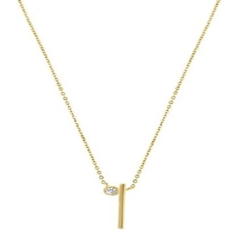 Gold Plated Sterling Silver "I" initial pendant necklace