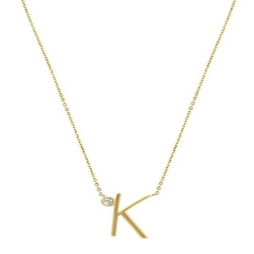 Gold Plated Sterling Silver "K" initial pendant necklace