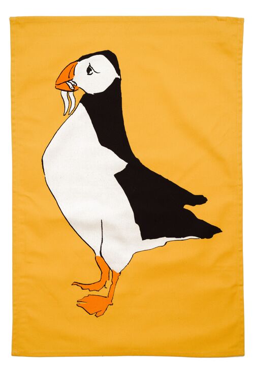 Colour Tea Towels - Yellow Puffin