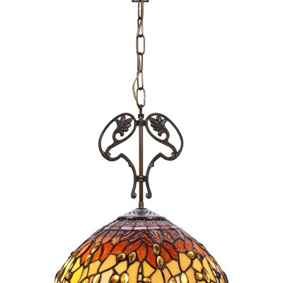 Pendant with Tiffany cast iron ornament Belle Amber Series D-30cm LG232466