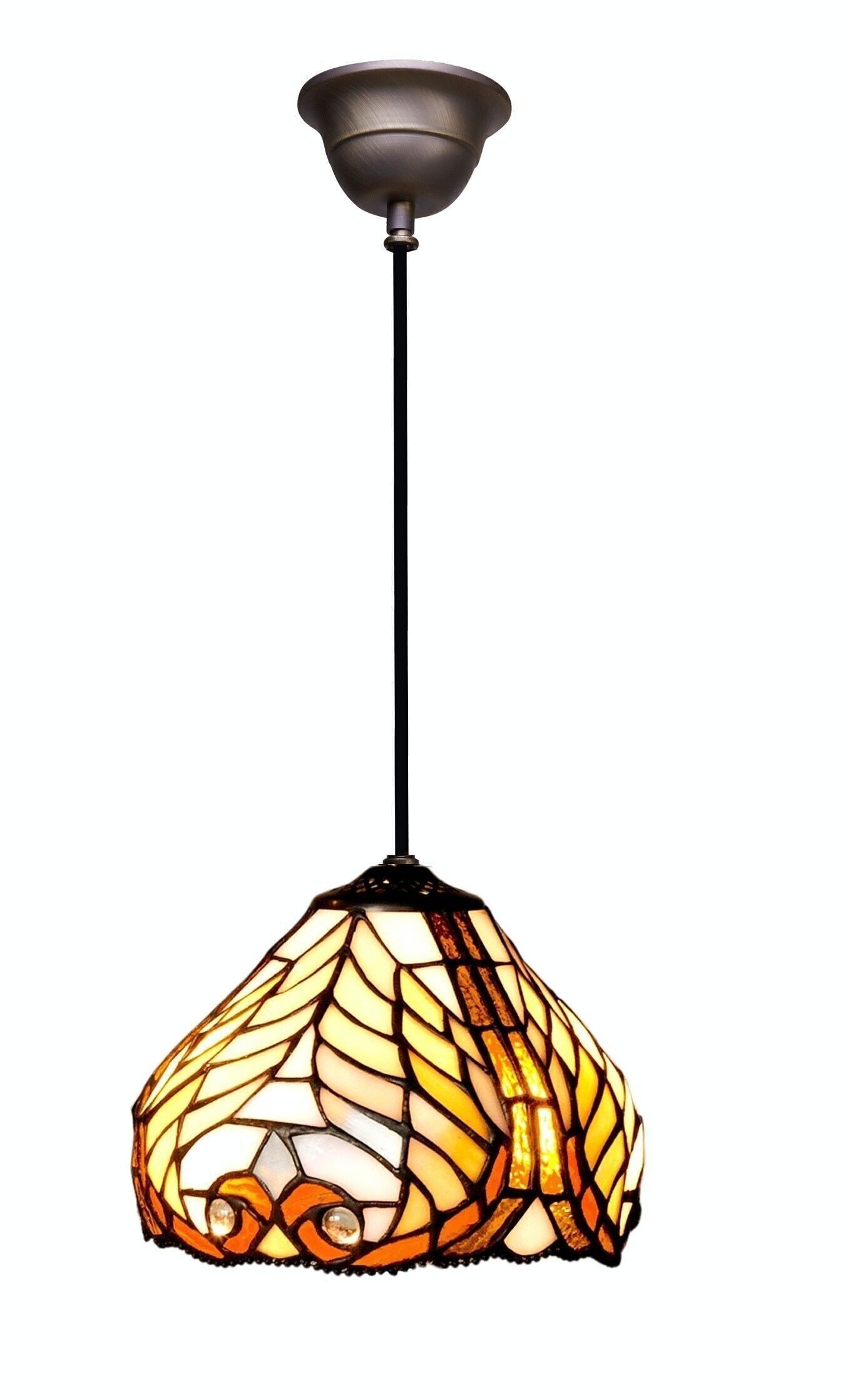 Deckenpendel mit schwarzem Kabel und Tiffany-Lampenschirm, Durchmesser 20 cm, Dalí-Serie LG238700