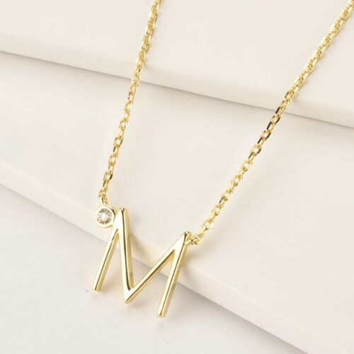 Gold Plated Sterling Silver "M" initial pendant necklace