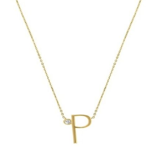 Gold Plated Sterling Silver "P" initial pendant necklace