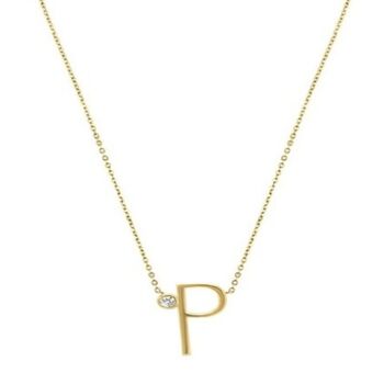 Collier pendentif initiale "P" en argent sterling plaqué or