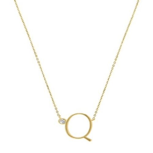 Gold Plated Sterling Silver "Q" initial pendant necklace