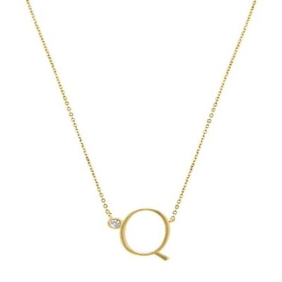 Gold Plated Sterling Silver "Q" initial pendant necklace
