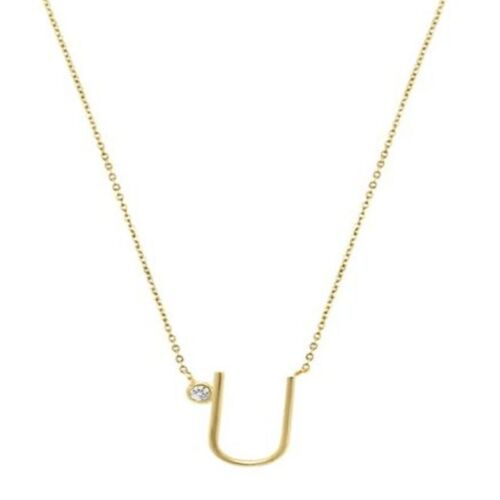 Gold Plated Sterling Silver "U" initial pendant necklace