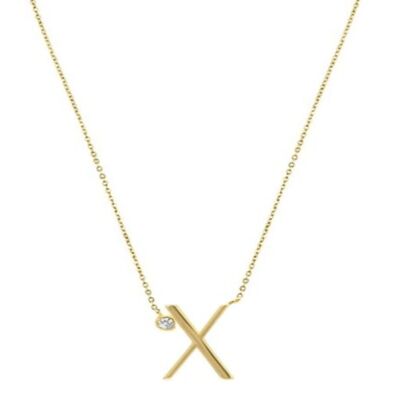 Collana con ciondolo iniziale "X" in argento sterling placcato oro