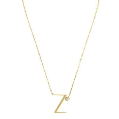 Collana con ciondolo iniziale "Z" in argento sterling placcato oro