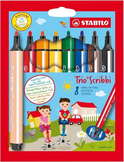 Feutres de coloriage - Etui carton x 8 STABILO Trio Scribbi