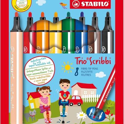 Coloring pens - Cardboard case x 8 STABILO Trio Scribbi