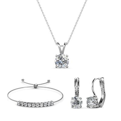 Mia Round Vernice Sets - Silver and Crystal