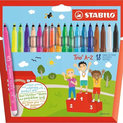 Coloring pens - Cardboard case x 18 STABILO Trio A-Z - assorted colors including 3 fluorescent