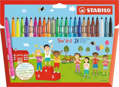 Feutres de coloriage - Etui carton x 24 STABILO Trio A-Z - coloris assortis dont 4 fluo