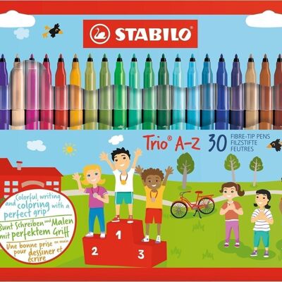 Feutres de coloriage - Etui carton x 30 STABILO Trio A-Z - coloris assortis dont 5 fluo