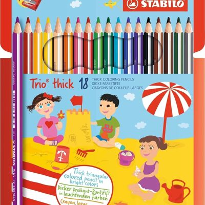 Crayons de couleur - Etui carton x 18 STABILO Trio + 1 taille-crayon