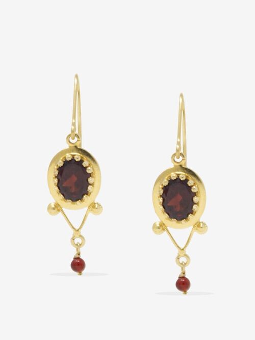 Gold-Plated Garnet Earrings