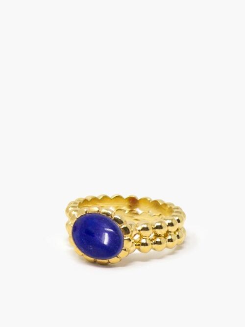 Gold-plated Lapis Band Ring