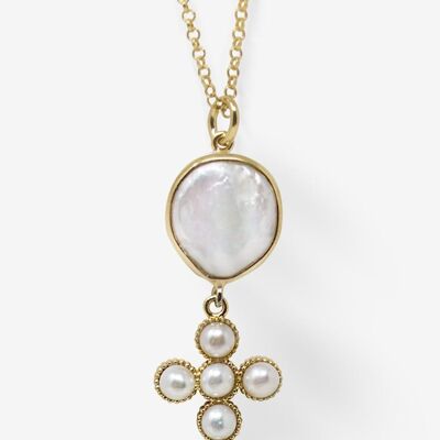 Hope Gold-plated Pearl Cross Necklace