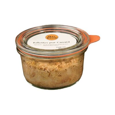 Rillettes di pura anatra - 90 g: goditi gli autentici rillettes di anatra, senza carne di maiale, delicatamente conditi con timo, alloro, sale e pepe.