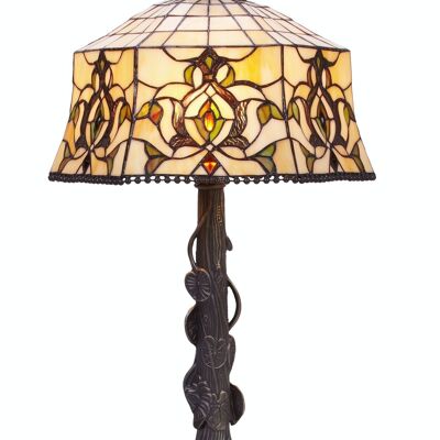 Table lamp Tiffany base sheets Hexa Series D-40cm LG242320