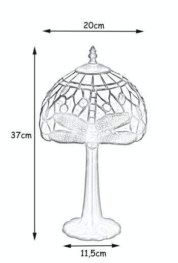 Lampe de table avec base en forme de trèfle avec écran Tiffany diamètre 20cm Série Hexa LG242870 4