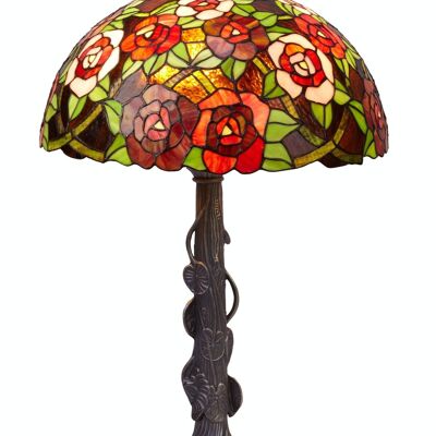 Table lamp Tiffany base with leaves New York Series D-45cm LG247320