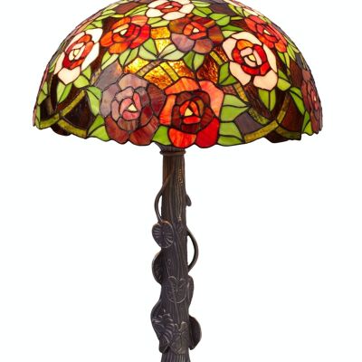 Table lamp Tiffany base with leaves New York Series D-45cm LG247320