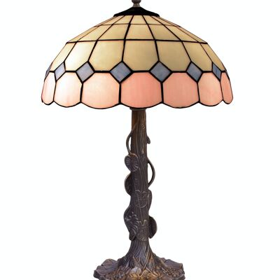 Lampada da tavolo base Foma con schermo Tiffany diametro 40cm Rosa Serie LG281320