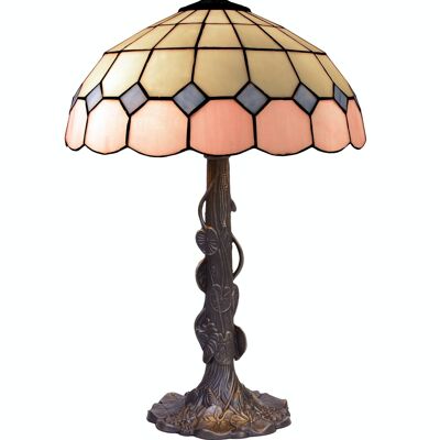 Lampada da tavolo base Foma con schermo Tiffany diametro 40cm Rosa Serie LG281320