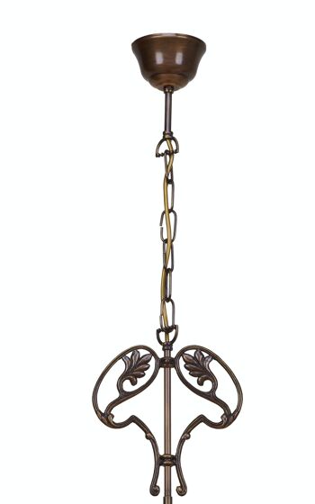 Suspension de plafond avec chaîne et ornement en fonte avec écran Tiffany diamètre 30cm Série Rose LG281466 2