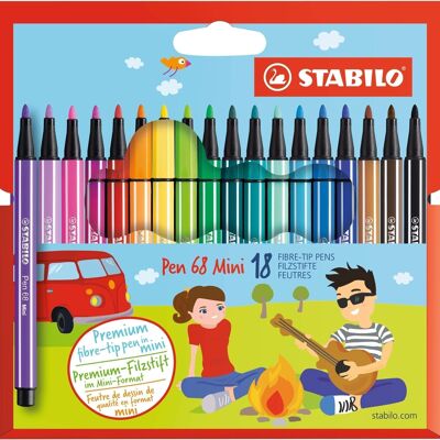 Drawing pens - Cardboard case x 18 STABILO Pen 68 Mini