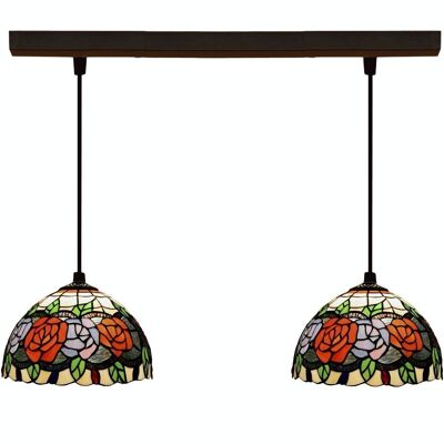 Tiffany ceiling pendant Serie Rosy strip D-20cm x2 LG283902