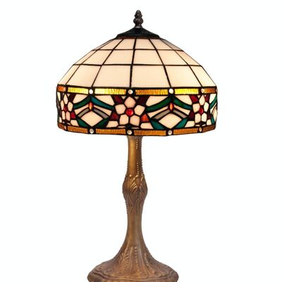 Lampada da tavolo Tiffany base ondulata Serie Museum D-30cm LG286660