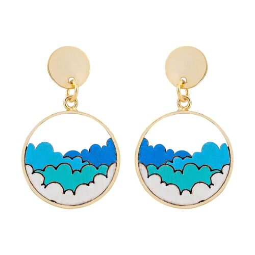 Cloud Eco-friendly Recycled Wood Gold Earrings