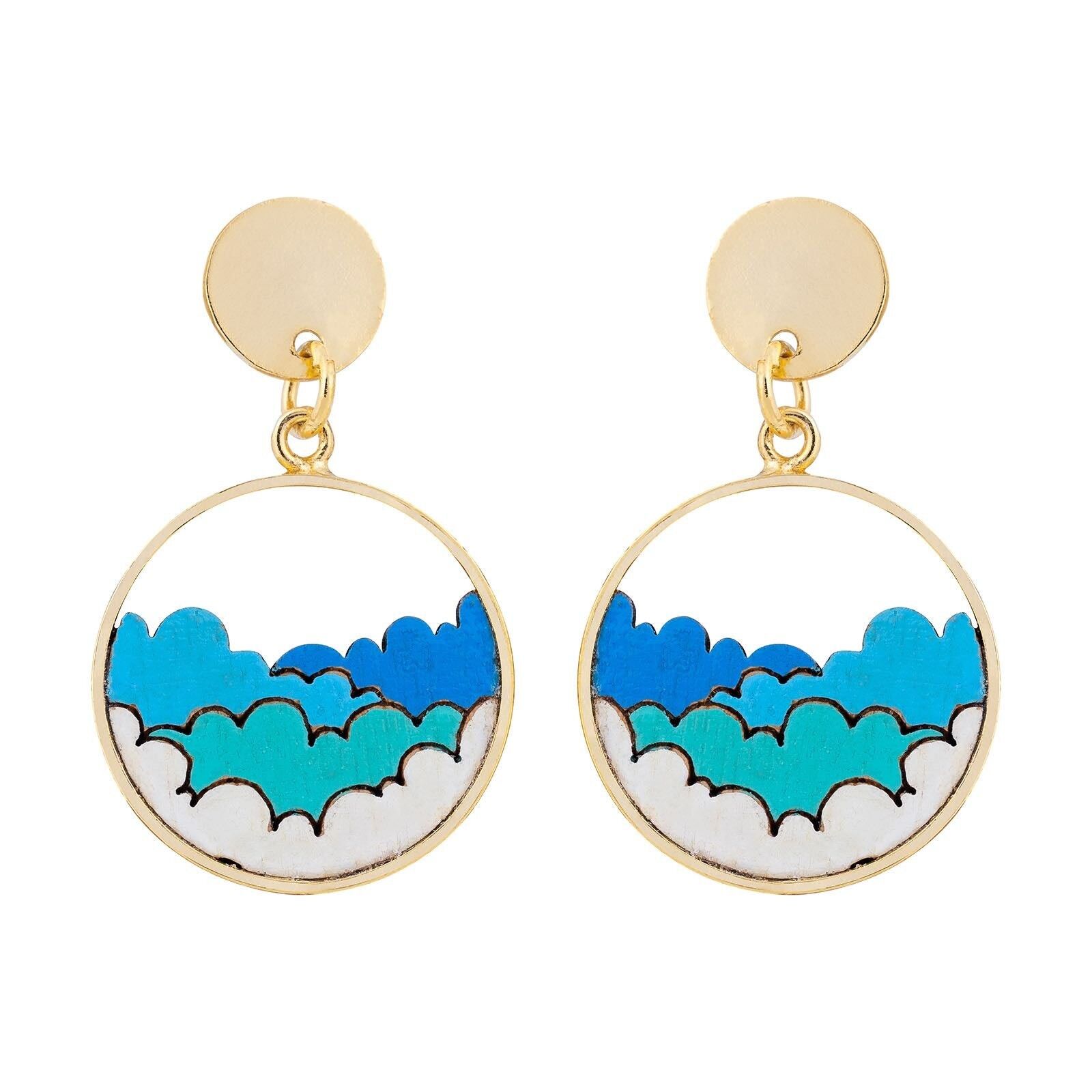 Boucles d'Oreilles Or Bois Recyclé Écologique Nuage