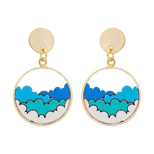Cloud Eco-friendly Recycled Wood Gold Earrings
