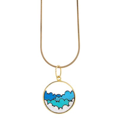 Cloud Recycled Wood Gold Necklace