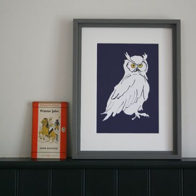 Impression Giclée Hibou - Encadrée