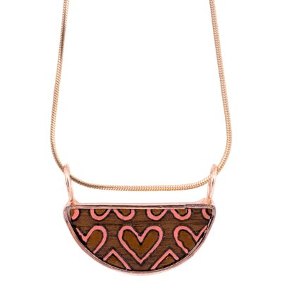 Collar Love de Madera Reciclada en Oro Rosa